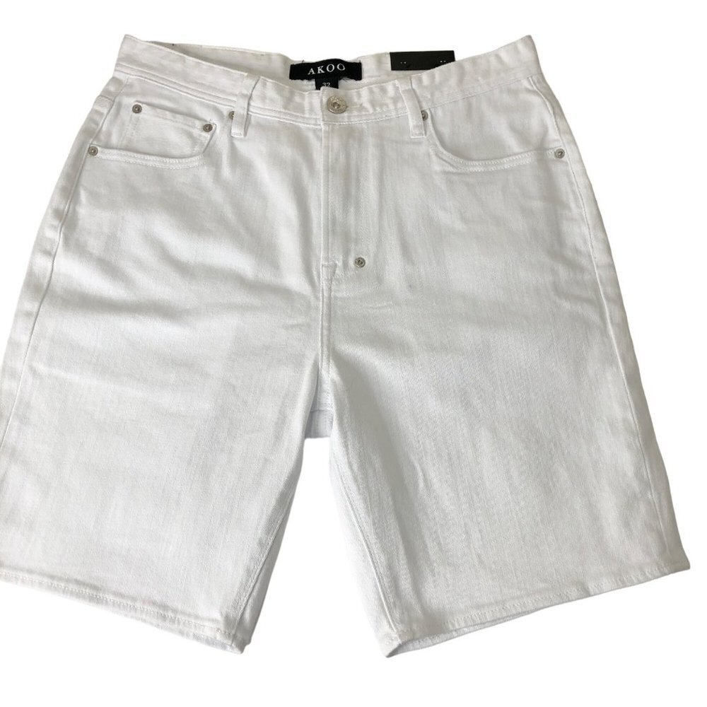 AKOO MENS STANDARD FIT‎ WHITE DENIM SHORTS 32 NEW WITHTAG